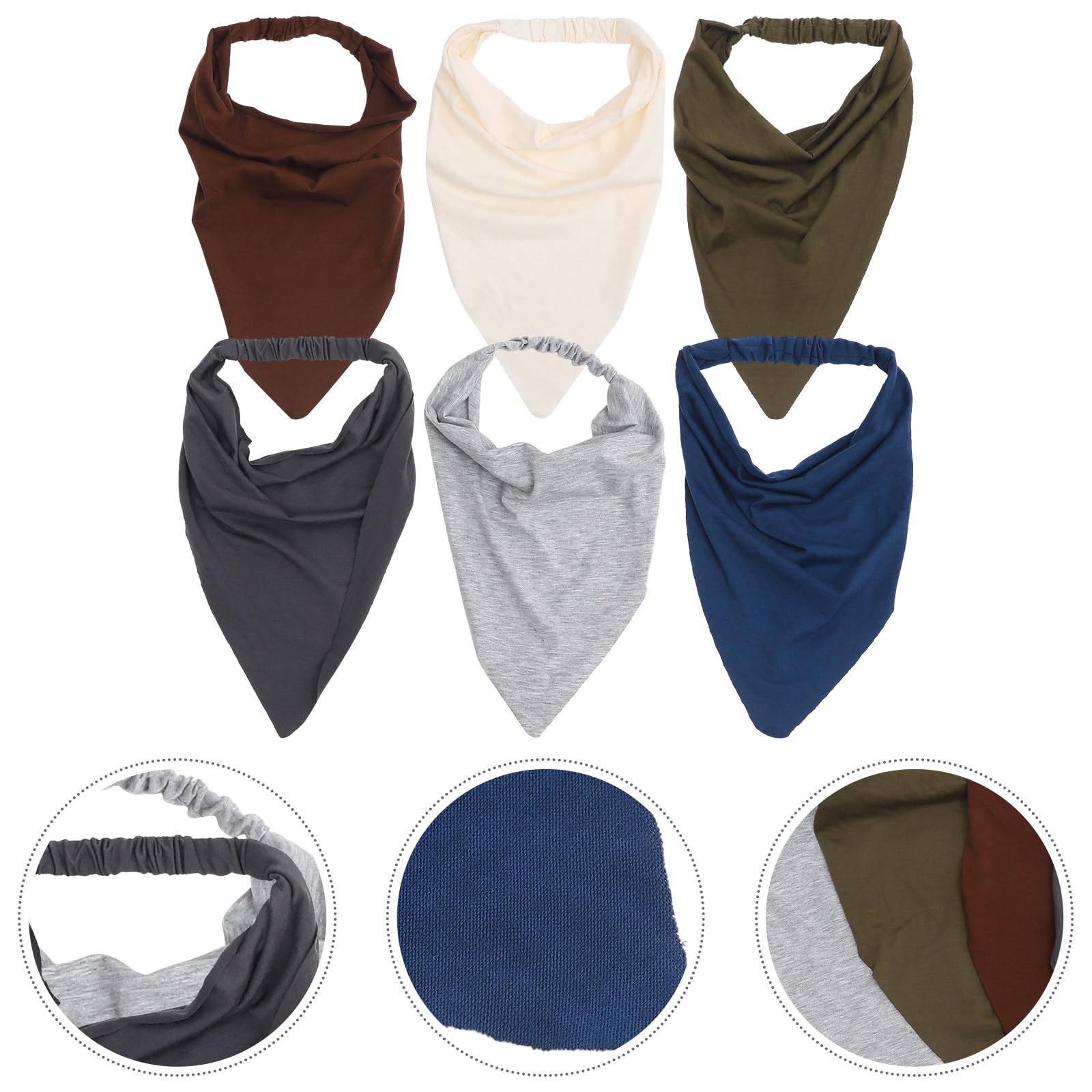 Healvian 6 Pièces Foulards Bandanas Triangulaires en Coton et Polyester pour Femmes, Élastiques, Confortables et Élégants, pour Décorer Cheveux Quotidien