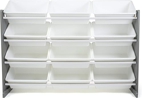 Miniatura 3 de Humble Crew - Organizador de juguetes para niños color gris y blanco con 12 contenedores de almacenamiento grandes