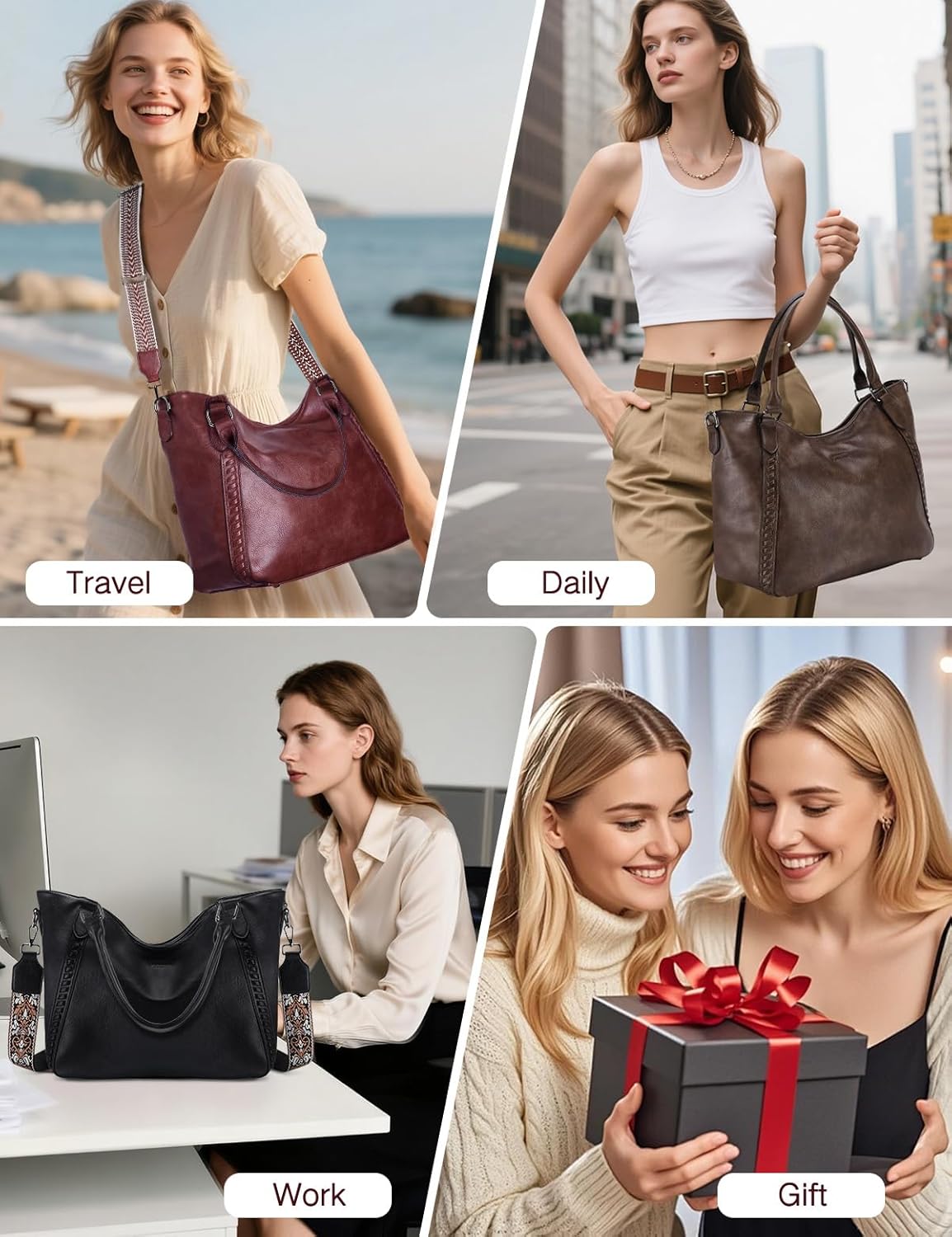 VX VONXURY Handbags for Women Hobo Bag PU Leather Shoulder Bag with Adjustable Shoulder Strap Fashion Crossbody Bag