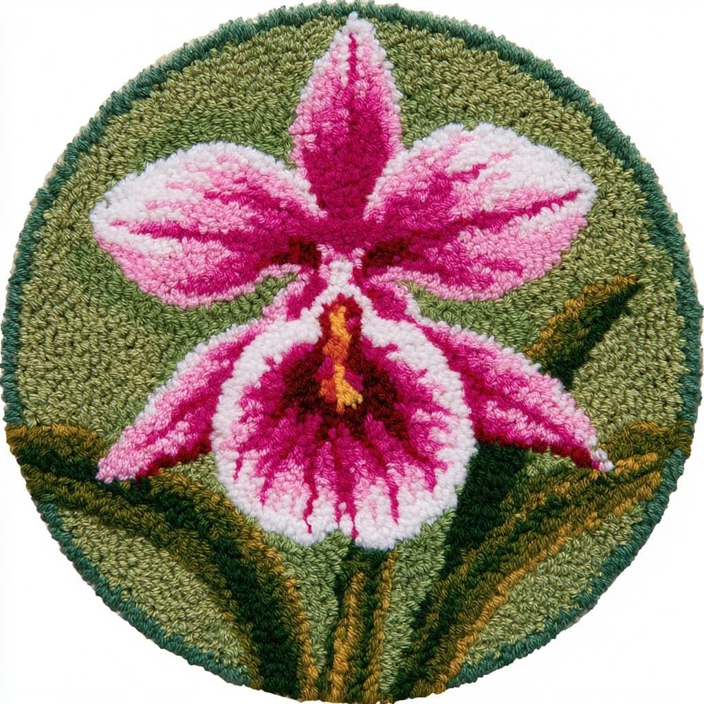 AMBATTERY Rug Making Kit for Adults,Latch Hook Rug Kit,Phalaenopsis Orchid