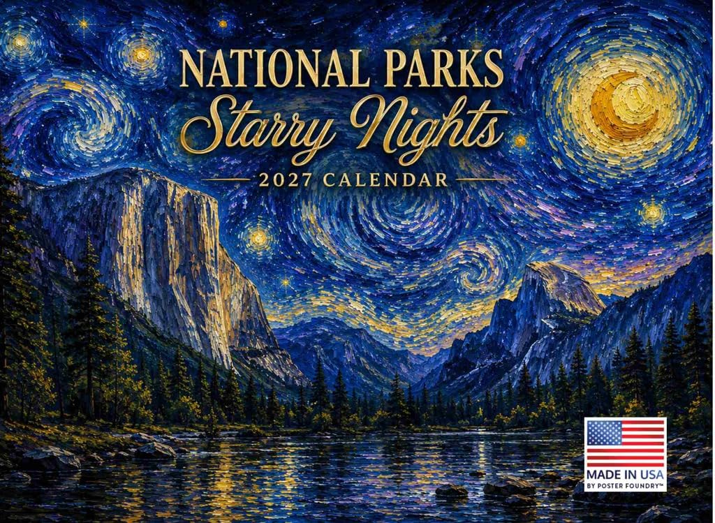 National Parks Starry Night Van Gogh Style Calendar 2027 Monthly Wall Calender 12 Month — image 1