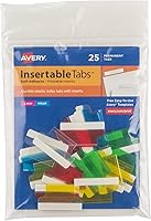Vista 1 de Avery Insertable Self-Adhesive Tabs with Printable Inserts, 1", Permanent Adhesive, Assorted (Blue, Clear, Green, Red and Yellow), Pack of 25 Index