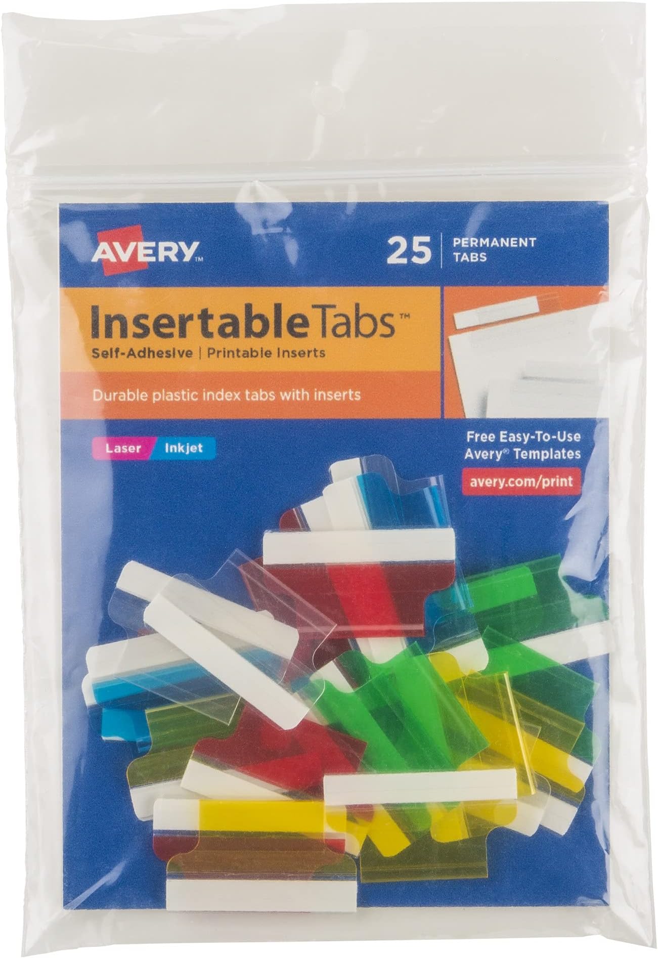 Avery Index Tabs with Printable Inserts, 1 Inch, 25 Tabs (16219)