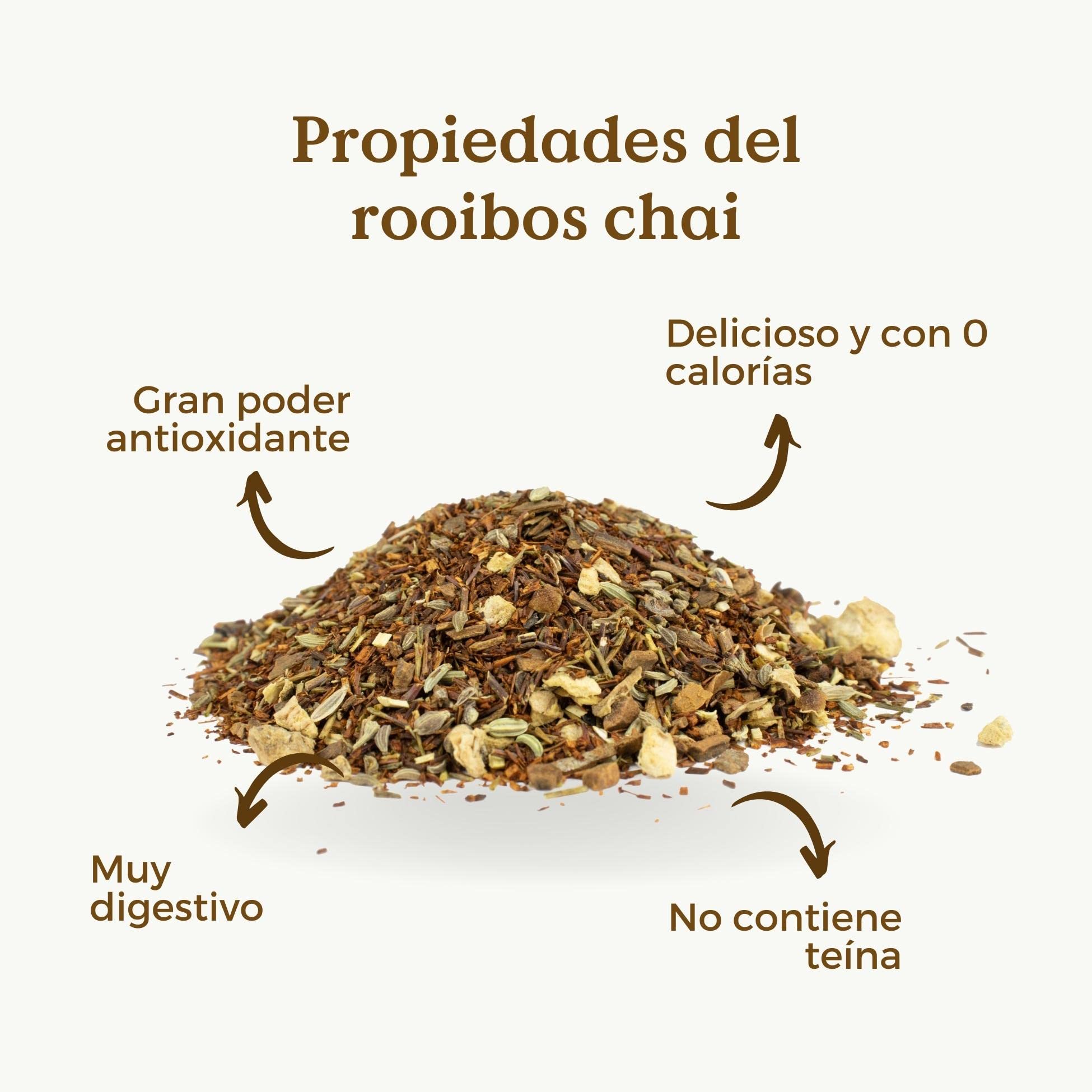 ROOIBOS CHAI Orgánico 100g (50 Tazas) | Chai Rooibos sin Teína | TE ROOIBOS CANELA, Anís, Cardamomo REPLANTEA®