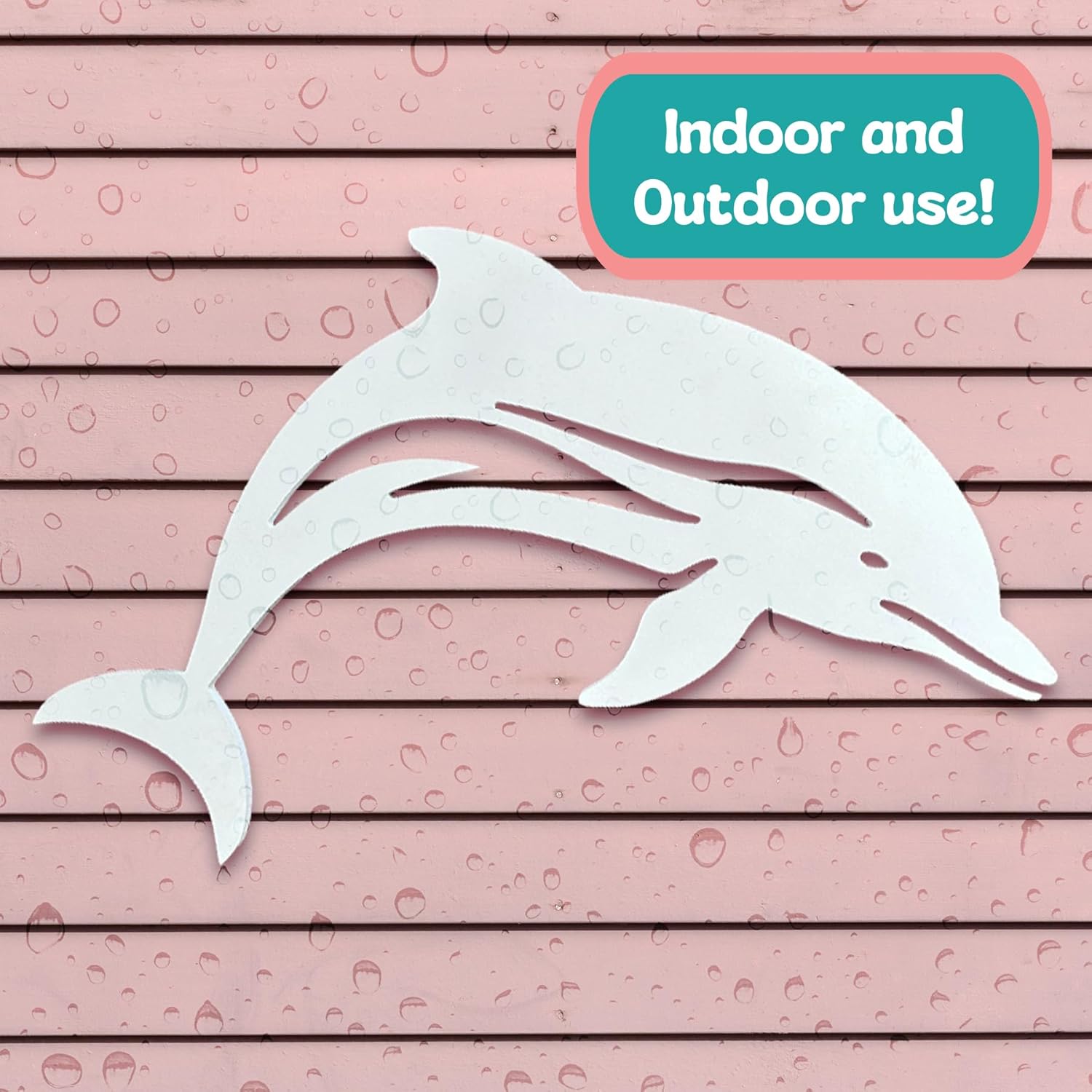Outdoor Dolphin Wall Decor, Coastal Beach House Decor, PVC Dolphin Sign Indoor Outdoor, Nautical Marine Animal Decor for Pool, Shed, Patio, 2 Foot