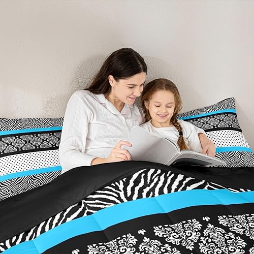 Miniatura 31 de Castle Fairy Juego de ropa de cama con estampado de cebra, tamaño matrimonial, juego de edredón de animales de África y vida silvestre, juego