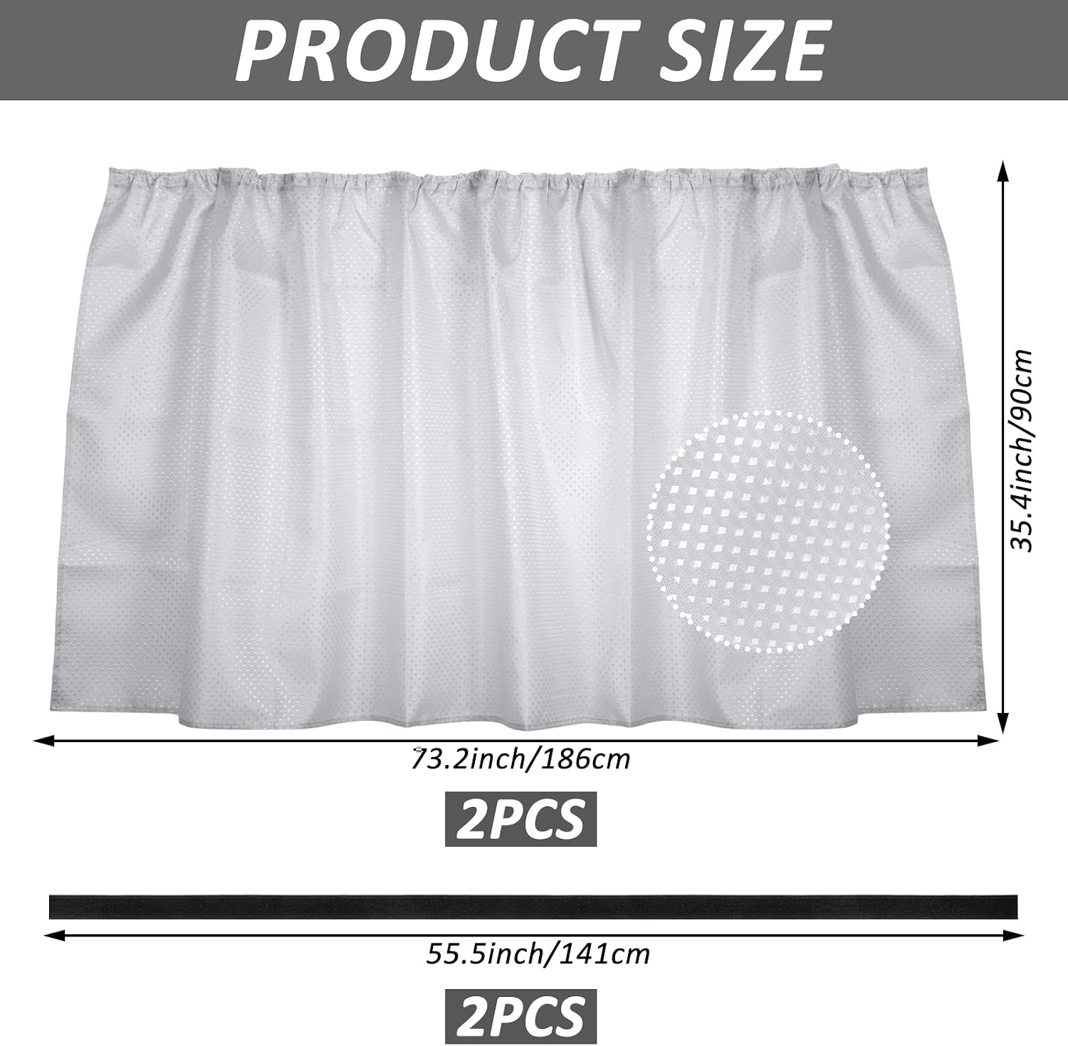 2 Pack Fabric Sink Skirt Diamond Bathroom Stitch Under Sink Skirt with Self Stick Adhesive Waterproof Fabric Under Sink Curtain Skirt for Extra Storage,Kitchen Sink Cover (Silver Gray,55 x 32Inch)