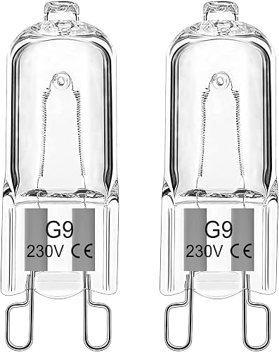 G9 Oven Lamp 40 W 230 V Halogen G9 Oven Lamp for AEG/Neff/Zanussi/Smeg/Bosch Ovens, Microwave Applications, 300 Degree C Heat Resistant Bulbs, Pack of 2
