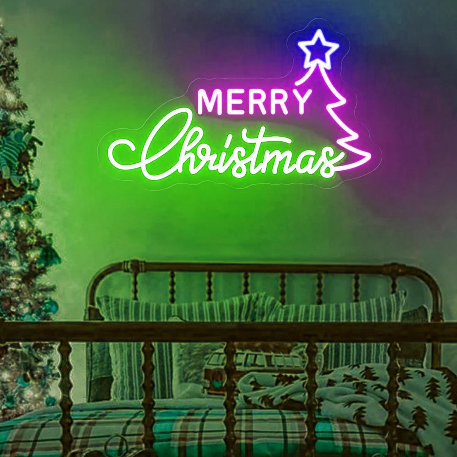 Cartel de neón para árbol de Navidad, luz LED para árbol de Navidad, cartel de neón personalizado, decoración navideña