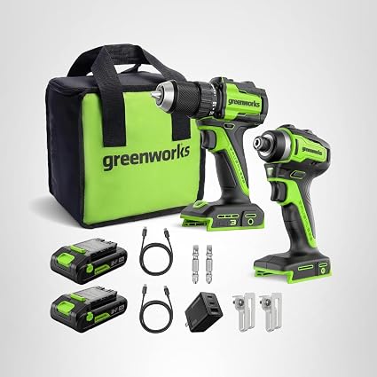 Greenworks 24V Cordless Brushless Drill Impact Driver Combo