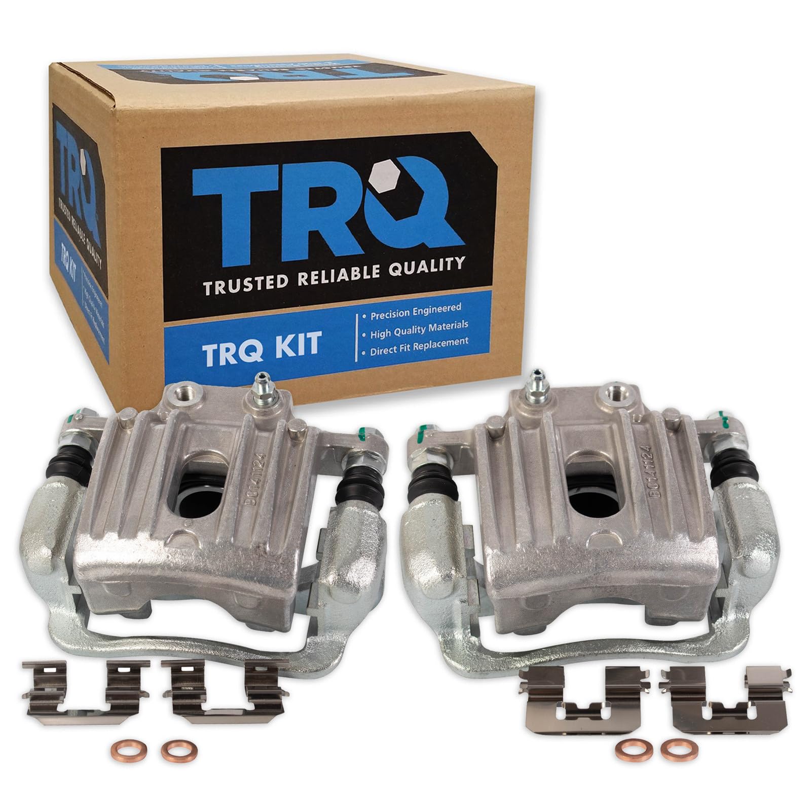 TRQ Rear Brake Caliper Set Zinc Coated Brackets Compatible with 2007-2008 Hyundai Entourage