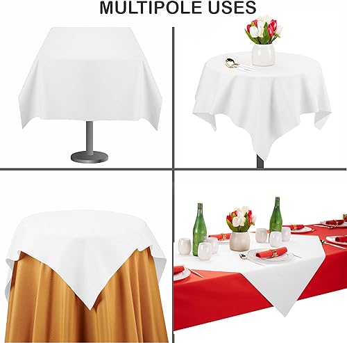 Miniatura 2 de Servietto Mantel desechable para mesa cuadrada o redonda, paquete de 25 manteles de papel blanco similar al lino de 40 x 40 pulgadas para mesa de
