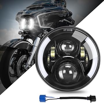 SUPAREE 7 Inch LED Motorcycle Headlight with Turn Signal Black Motorcycle Headlight Compatible with Touring Road King Ultra Classic Electra Street Glide Tri Cvo Heritage Softail Slim Deluxe Fatboy