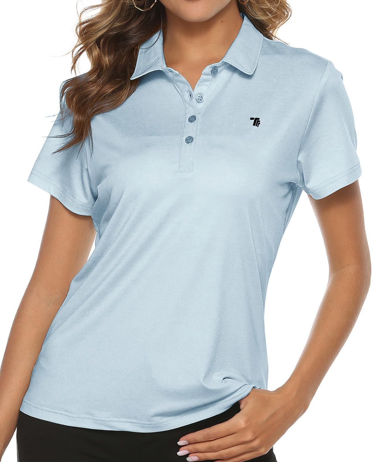 TBMPOY Women's Golf Polo Short Sleeve Shirts Lightweight Moisture Wicking Collared T Shirt Quick Dry 4-Button