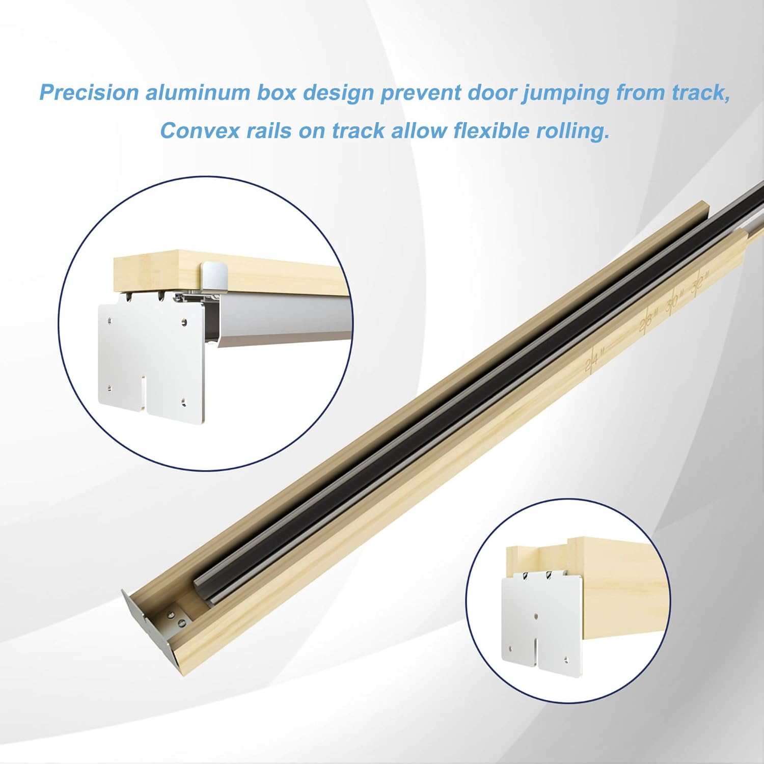 JUBEST Pocket Door Frame Kit With 88LBS Two-Way Soft-Close Mechanism, Smoothly and Quietly, Easy to Install Hidden Kit, for 24" to 36"x80" Door, Durable and Stylish