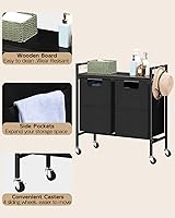Vista 7 de MOOACE Laundry Hamper with Shelf, Laundry Basket Organizer 2 Section, Laundry Sorter Cart with Heavy Duty Rolling Lockable Wheels, Cloest Storage