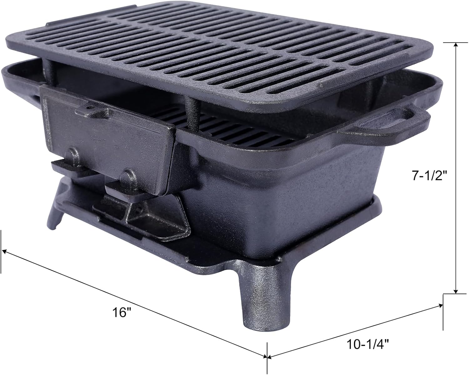 2025 Upgrade portable cast grill, hibachi grill outdoor, Cast Iron Hibachi Grill, hibachi 100% Cast Iron with Double-Sided Grate, Small Charcoal, Camping Stove (1, No handle)