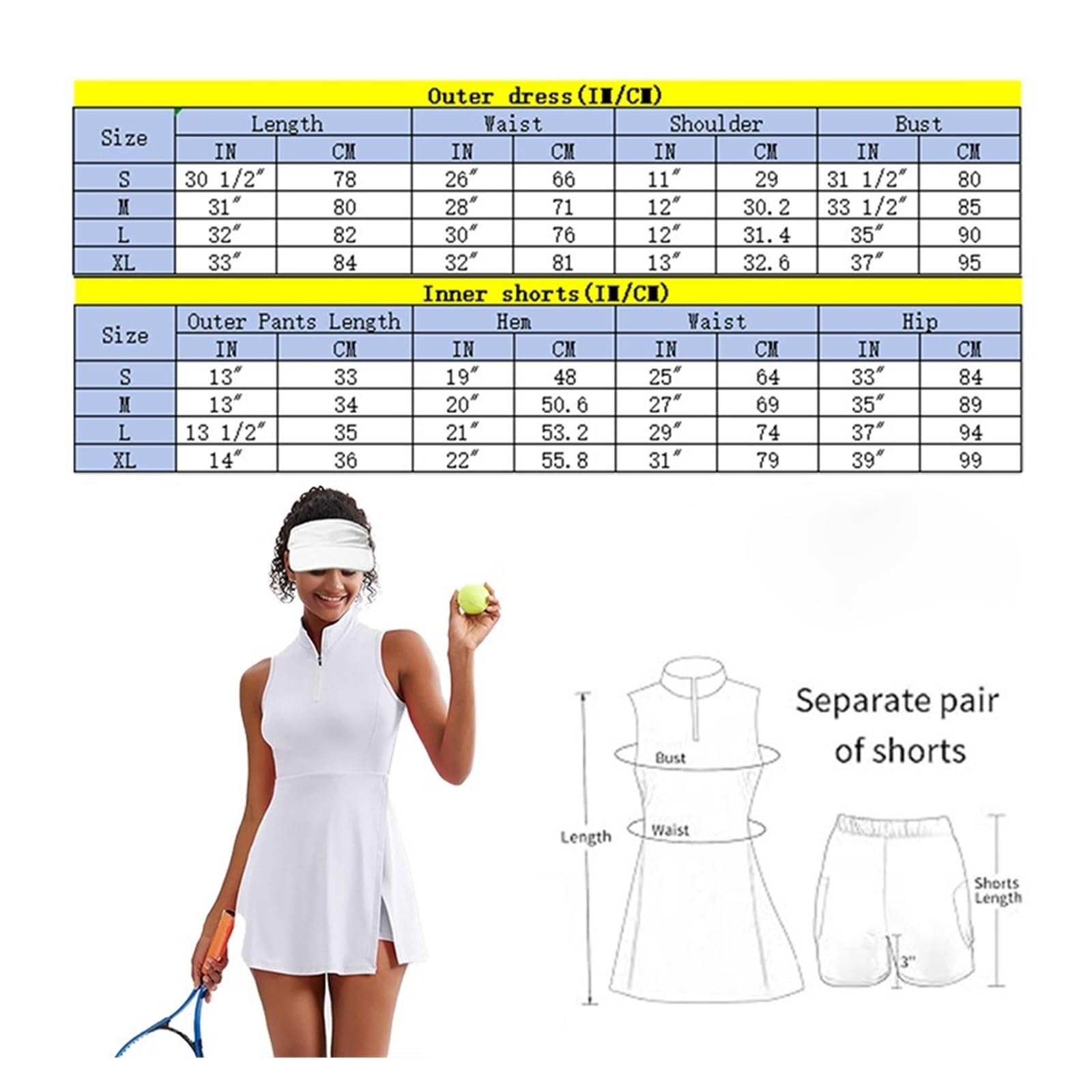 Robe De Tennis pour Femme 2-in-1 Tennis Golf Sports Dress Polo Collar Design Women's Fitness