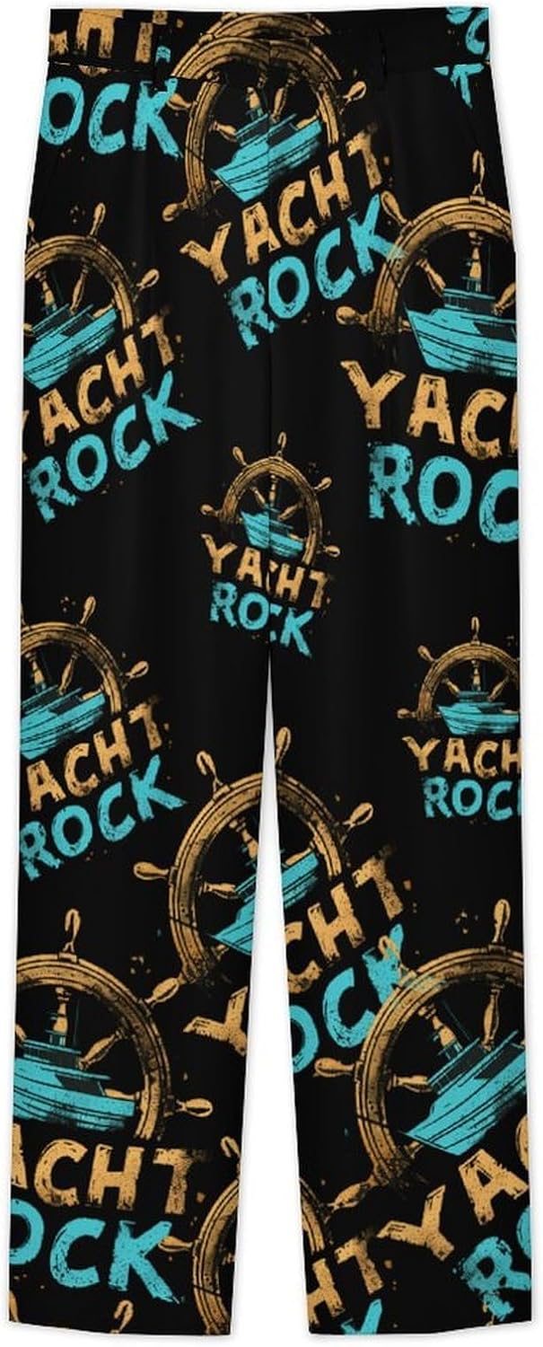 Yacht Rock Men's Classic Fit Suit Pants Straight Leg Design Printed Trousers