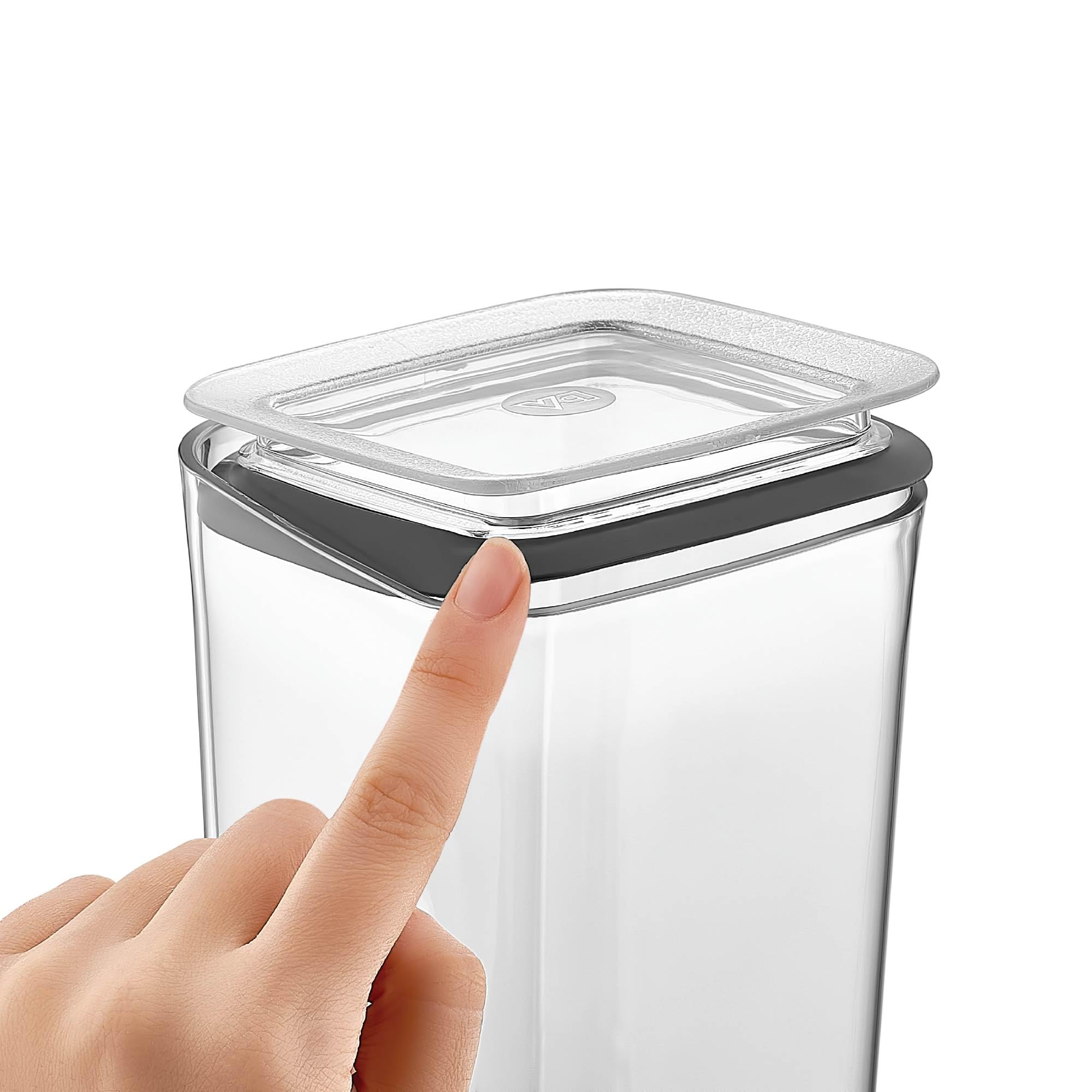 Vip Ahmet 12 Stück XXL Vorratsdosen Speisekammer - 2L extra hohe luftdichte Lebensmittelbehälter mit Vakuumdeckel für Spaghetti und Schüttkörner - 29cm Crystal Mica