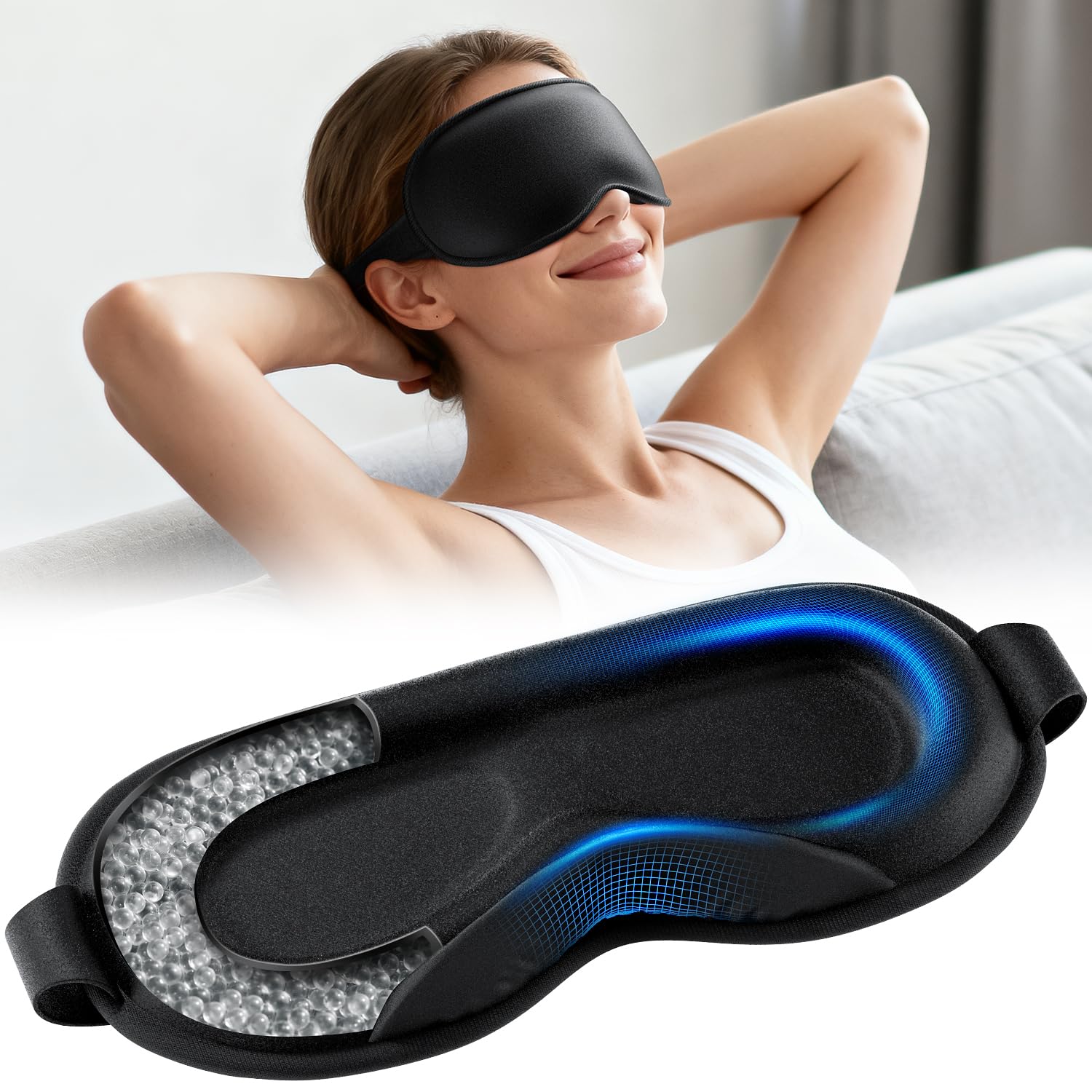 3D睡眠眼罩 男女适用 黑色 -62%