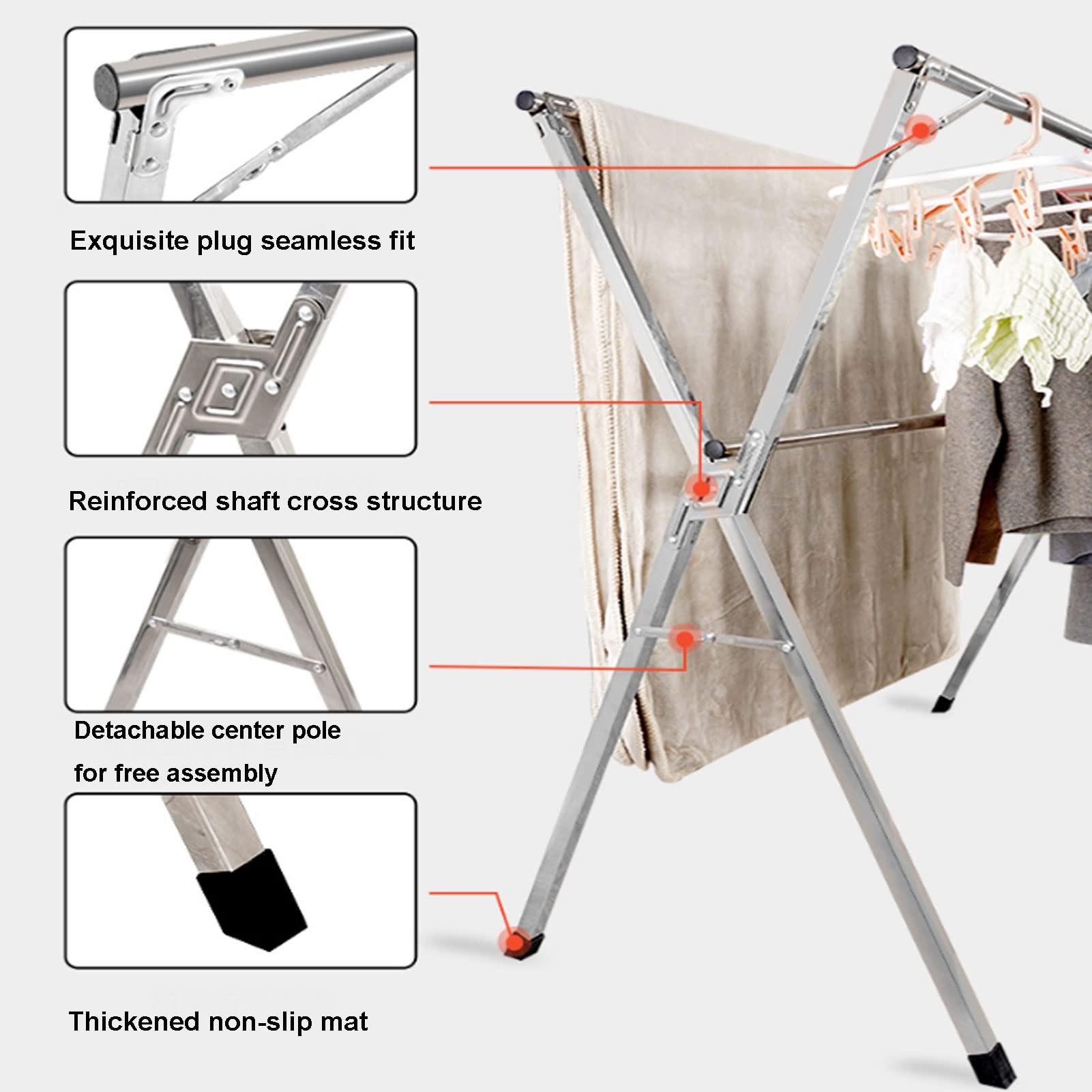 Tendedero plegable para interiores, estante compacto de gran capacidad para colgar, fácil almacenamiento, para lavandería en casa