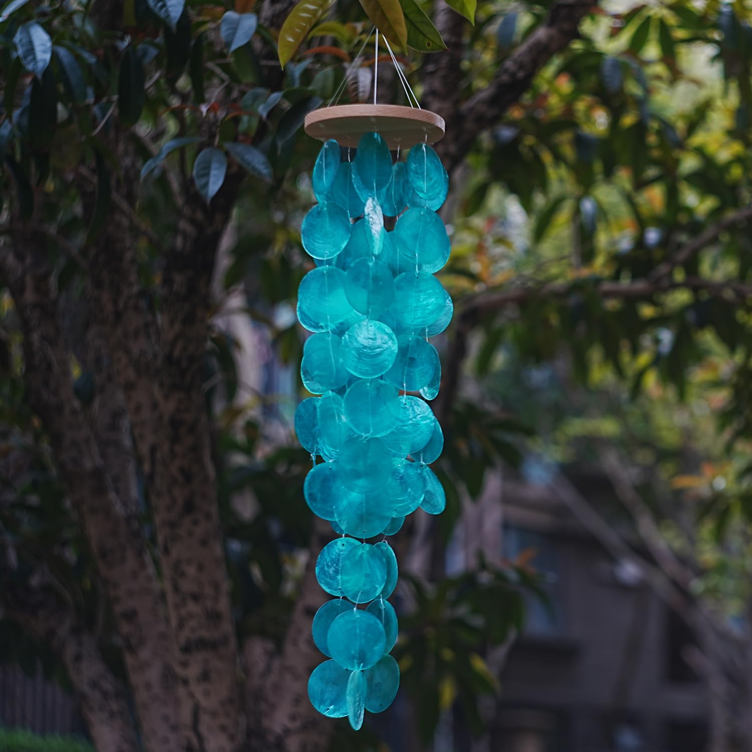 SKOOLOVE Muschel-Windspiel Aquagrün - Handgefertigtes Capiz Windspiel Mit Seestern