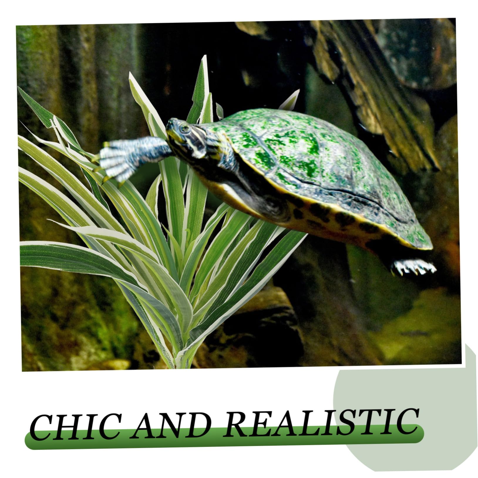 Angoily 4piezas Planta Artificial para Terrario De Reptiles Decoración De Acuario Verde Simulación De Planta para Habitat De Tortugas y Lagartos para Decorar Terrarios y Criaderos De
