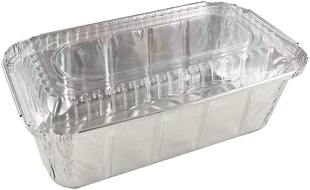 Handi-Foil 1.5 lb. IVC Disposable Aluminum Foil Loaf Bread Baking Pan w/Clear Dome Lid 100/PK (Pack of 100 Pans and 100 Lids)