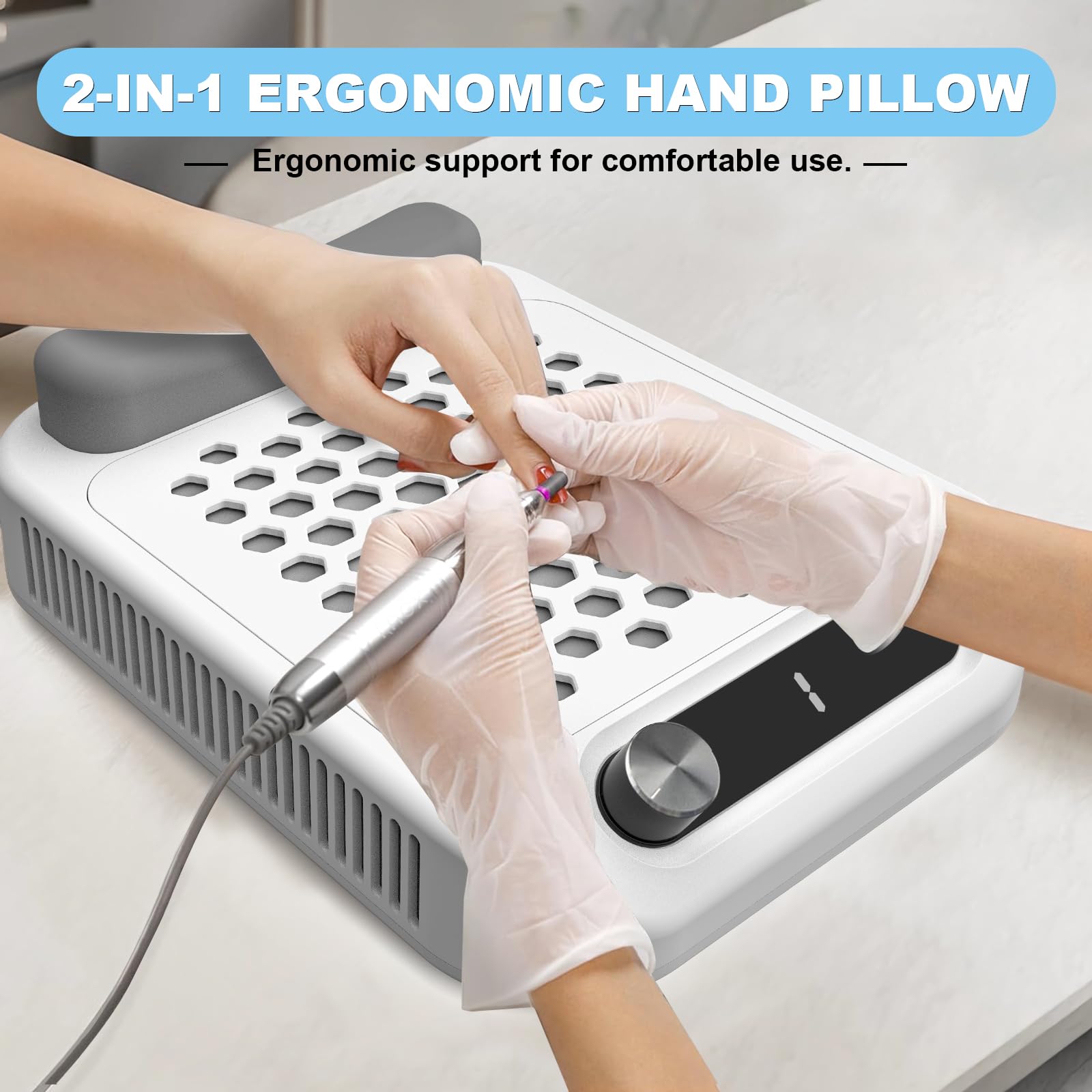 CGBE Professionale Aspirapolvere per Unghie 12000RPM con 2 Filtri - Aspiratore Potente per la Casa (YXW601) (White)