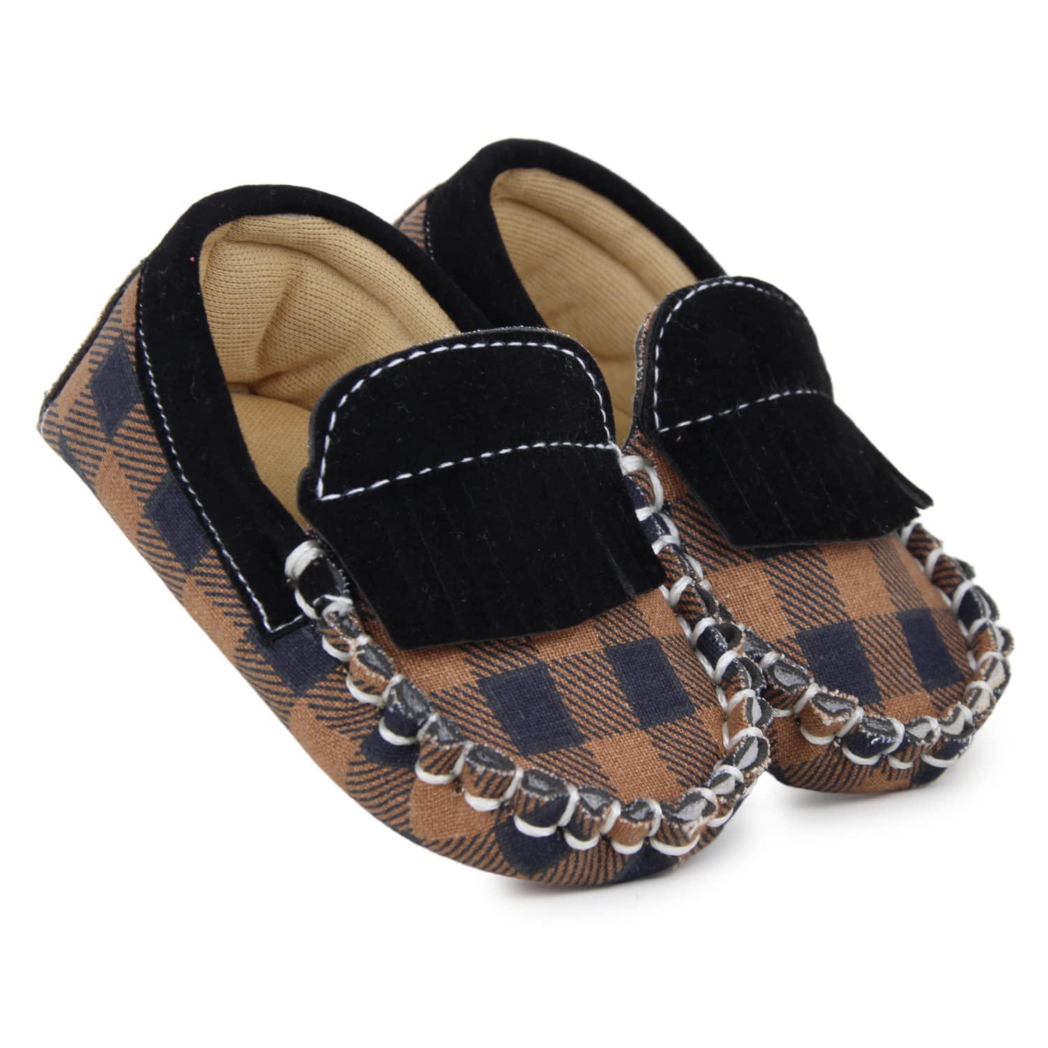 Neska Moda 6 To 12 Months Baby Boys Cotton Checkered Loafer Booties (Brown,Black)-BT1270 (B09WXYDW7Y) Amazon Price History, Amazon Price Tracker