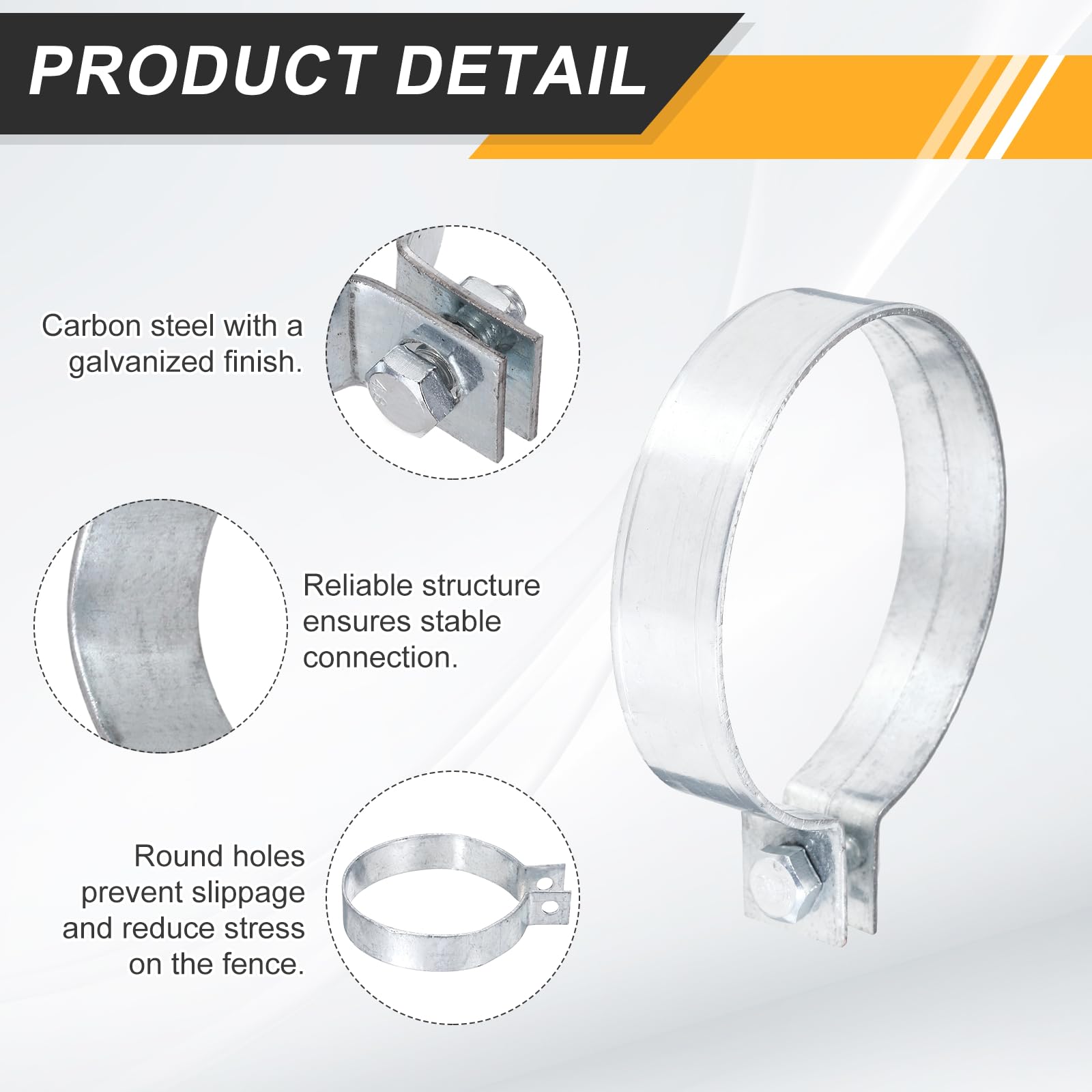 QUARKZMAN 20 Piezas Bandas De Refuerzo Para Cerca De Eslabones, Bandas De Tensión De Acero Galvanizado Con Tornillos Y Tuercas Para Postes De 3-1/2", Tubos, Puertas Y Paneles De