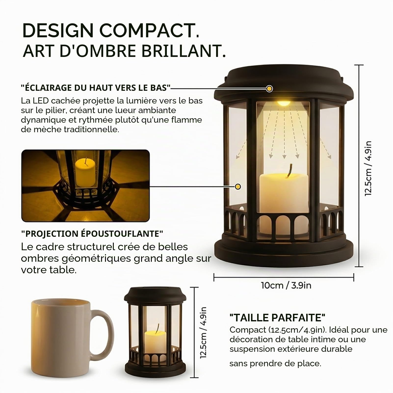 yowin Lanterne Solaire Exterieur Jardin 4 Pièces Lampe Solaire | Bougie Vacillante LED, Lampe de Table Solaire IP44 Étanche Suspension Solaire Luminaire Exterieur pour Terrasse Jardin Déco