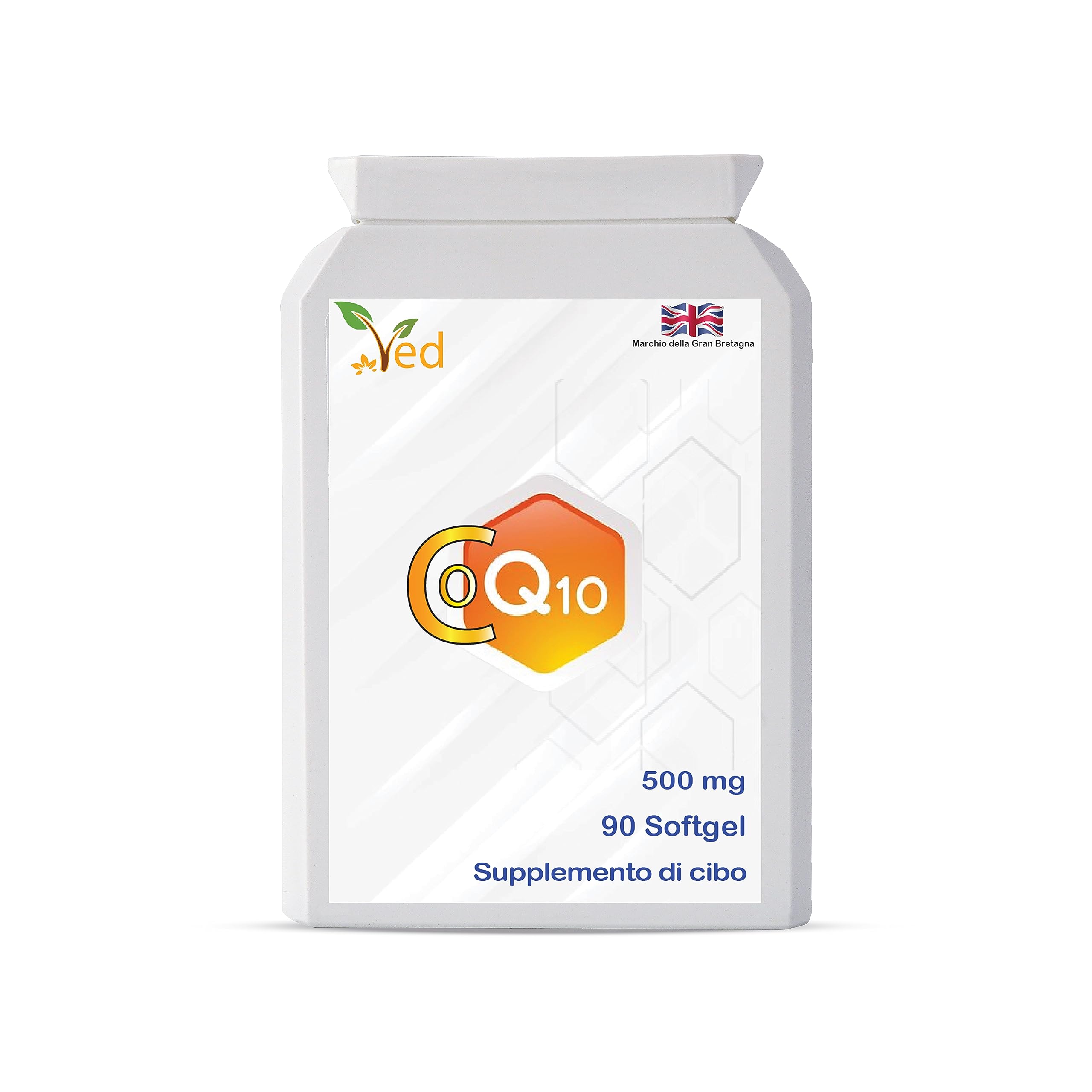 CoQ10 500 mg | Coenzima Q10 | Massima forza | Coenzima Ubichinone fermentato naturalmente | Formula naturale superiore | 500mg 90 Softgel di VED