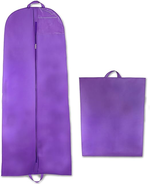 Goal Winners Breathable Wedding Gown Long Dress Bridesmaid Showerproof Garment Clothes Cover Storage Bags - 183cm (72 Inch) - Purple