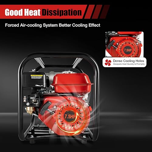 Miniatura 5 de Bomba de agua portátil con motor de gasolina de 7.5 HP 3KW 3600-Rpm de 3 pulgadas, caudal de 60m3/h Bomba de transferencia de agua semi-basura