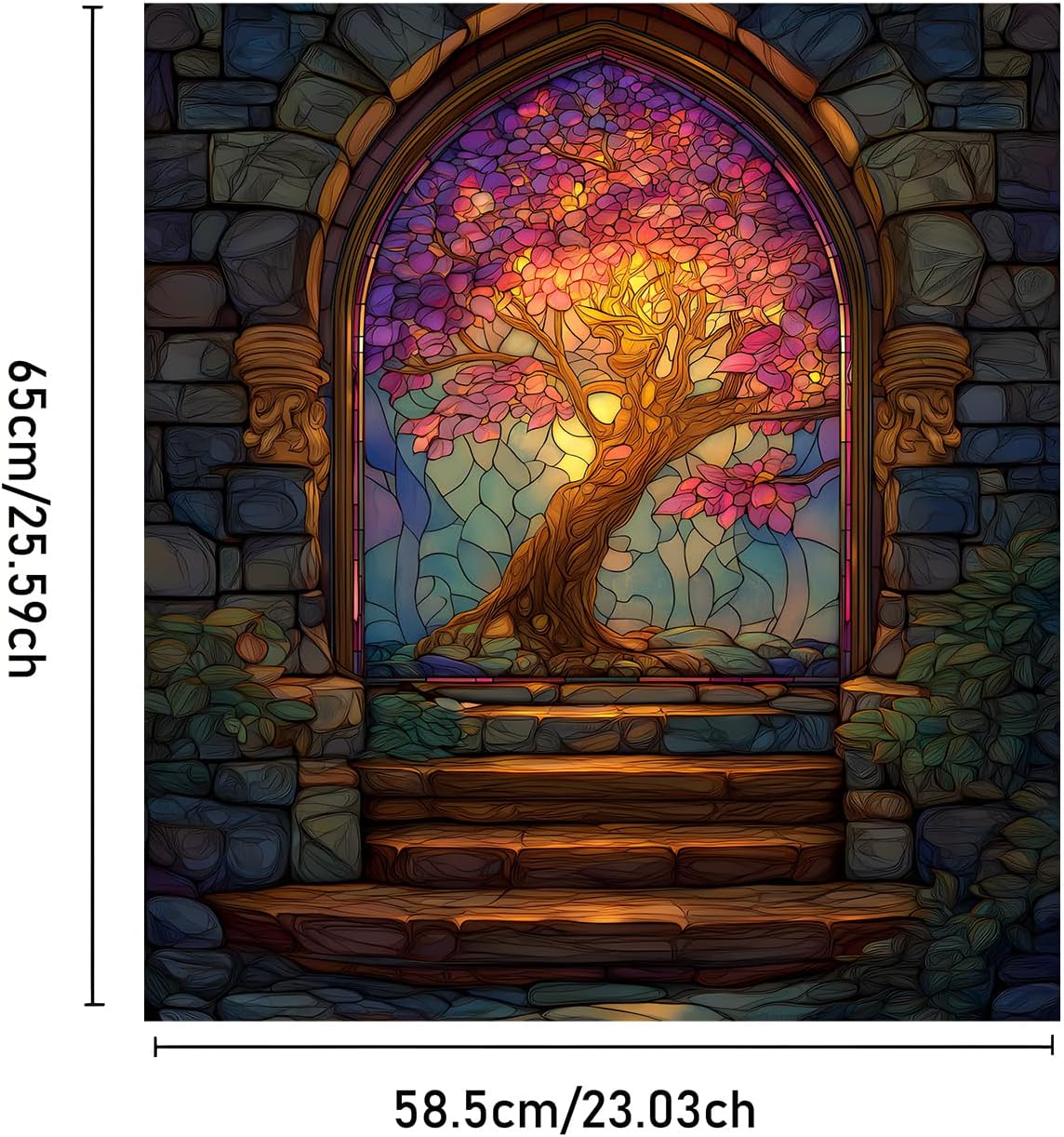 Dishwasher Magnet Cover Arched Door Tree of Life Dishwasher Cover Magnet Decor, Dishwasher Refrigerator Protection Cover, Kitchen Art Magnetic Sticker 23x25.5 inches