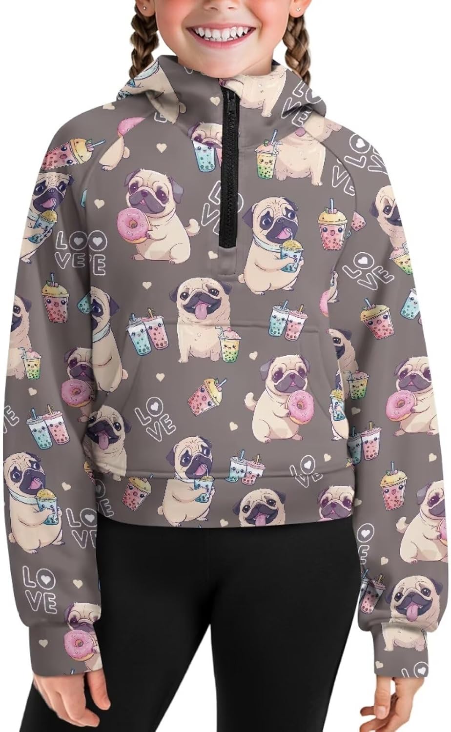 AFPANQZ Girls' Hoodies Sweatshirts Half Zipper Pullover for 5-14 Years Girls Long Sleeve Sweater Fall Clothes