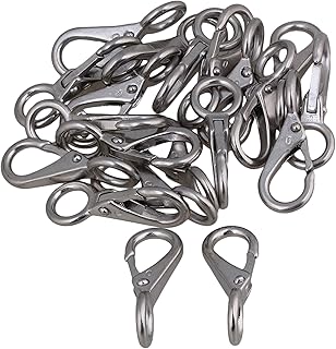CNBTR 0# Lock Boat Clip Hook Fixed Eye Hook Link 55mm Length 304 Stainless Steel Pack of 20