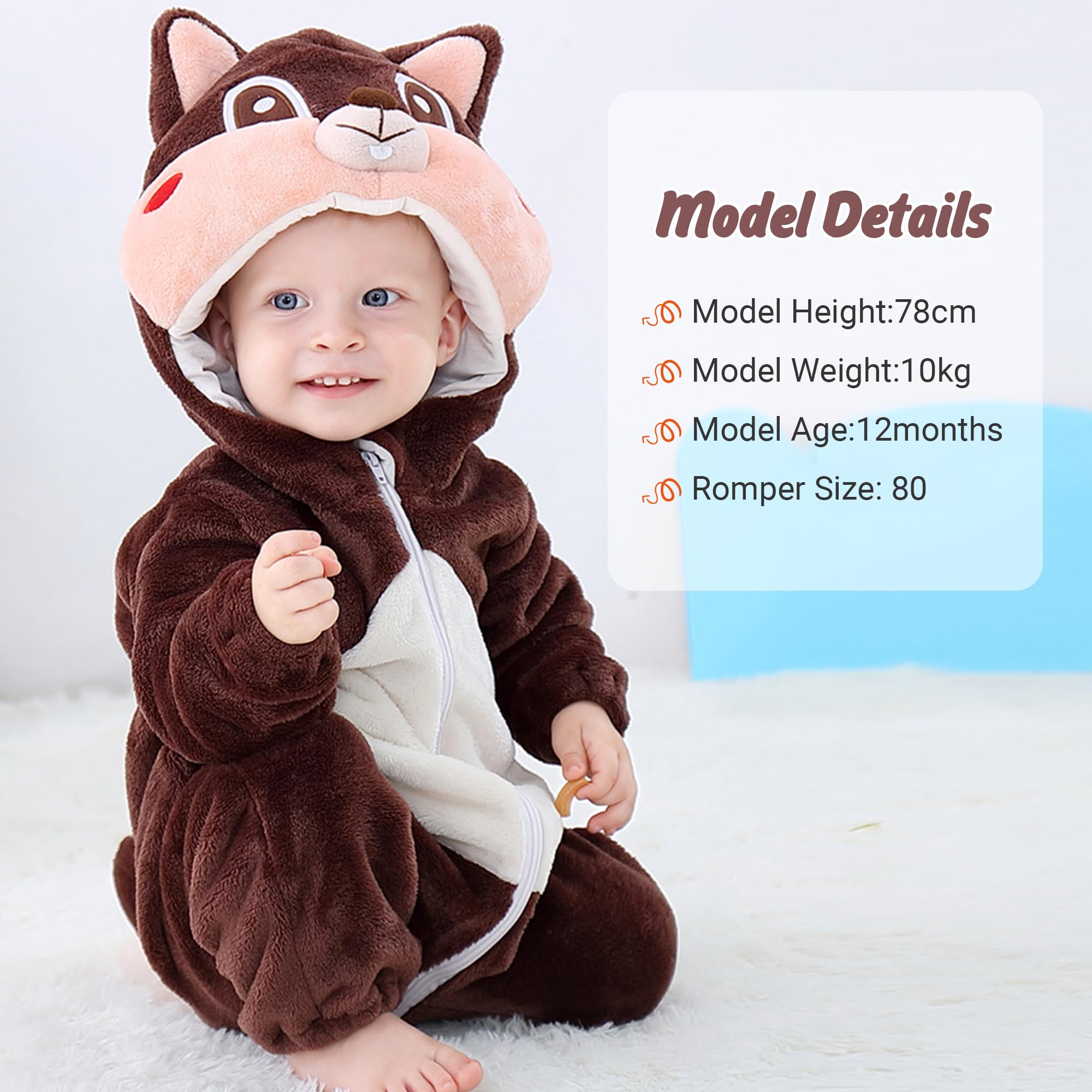 HAHASHOW Bambino Ragazze Pagliaccetto con Cappuccio Neonato Inverno Animale Pigiama Ragazzi Flanella Pagliaccetto 2-36 Mesi