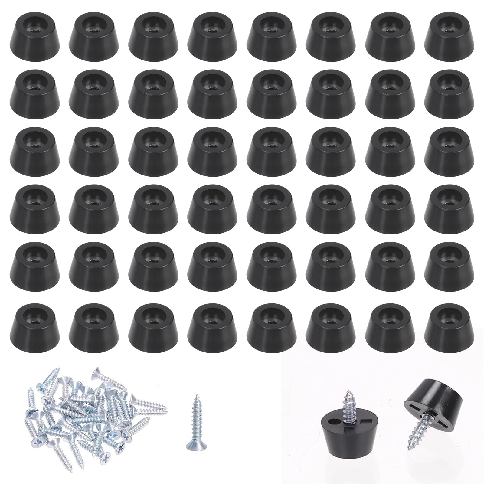 Mardatt 50Pcs Rubber Feet for Cutting Board Non Slip Rubber Bumper Feet with Screws