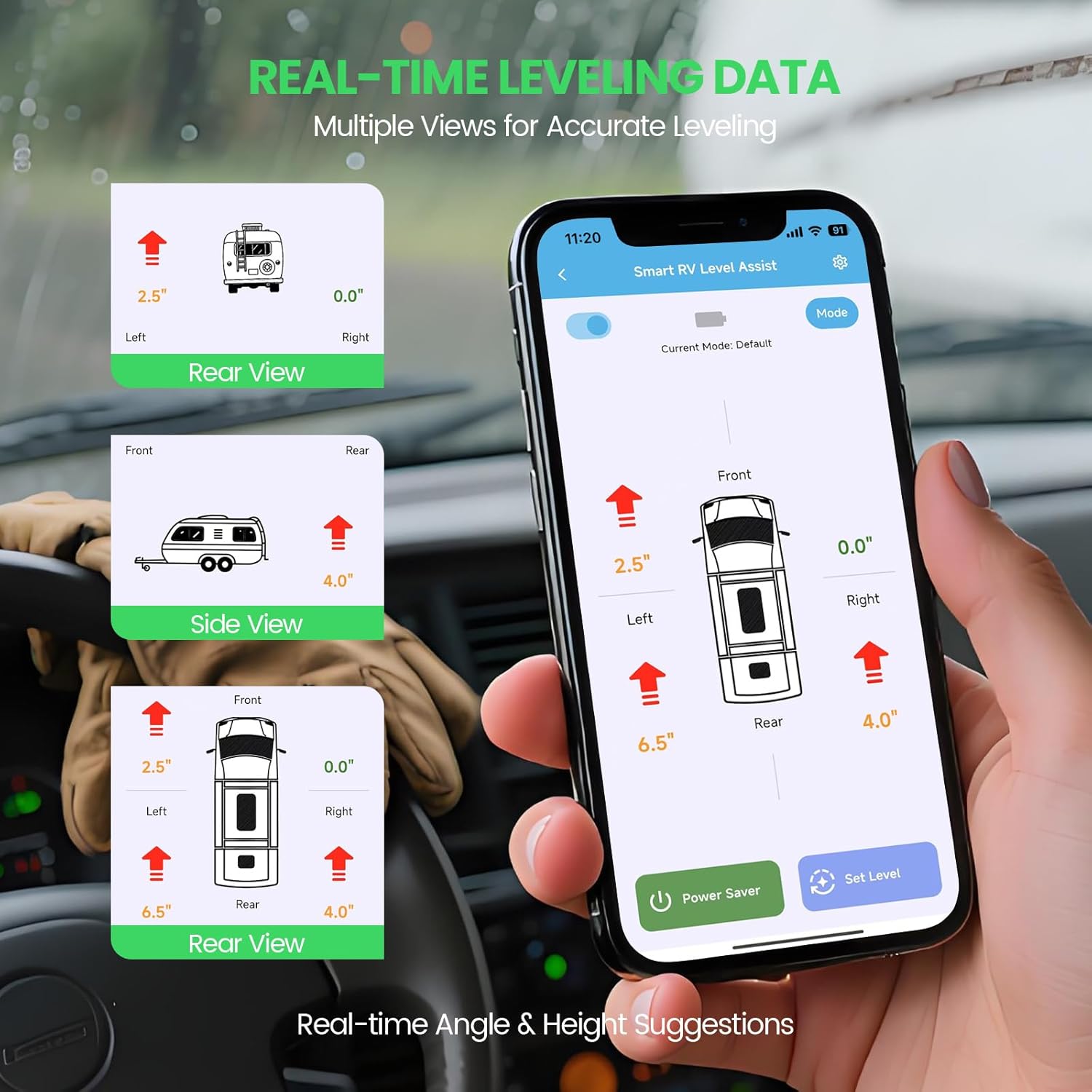 Briidea Wireless RV Auto Leveling System, Smart RV Leveler with Bluetooth App Control, 5 Preset Modes, Dual Power, Easy DIY Install for Motorhome, Trailer, Camper, 5th Wheel