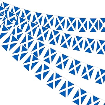 AhfuLife Scottish Flag Bunting 30pcs Flags for Burns Night Decorations, 10m Double Sided Scotland Bunting for St. Andrew's Day Euro Football World Cup Football Party Decor 1 Pack, 14 x 21 cm - 10m
