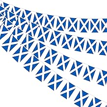 AhfuLife 30 Pcs Scottish String Flags for Burns Night Decorations, Scotland Flag Bunting Banner-Double Sided for St. Andrew's Day World Cup Football Party Decorations (5.5×8.3 Inch -33 Ft)