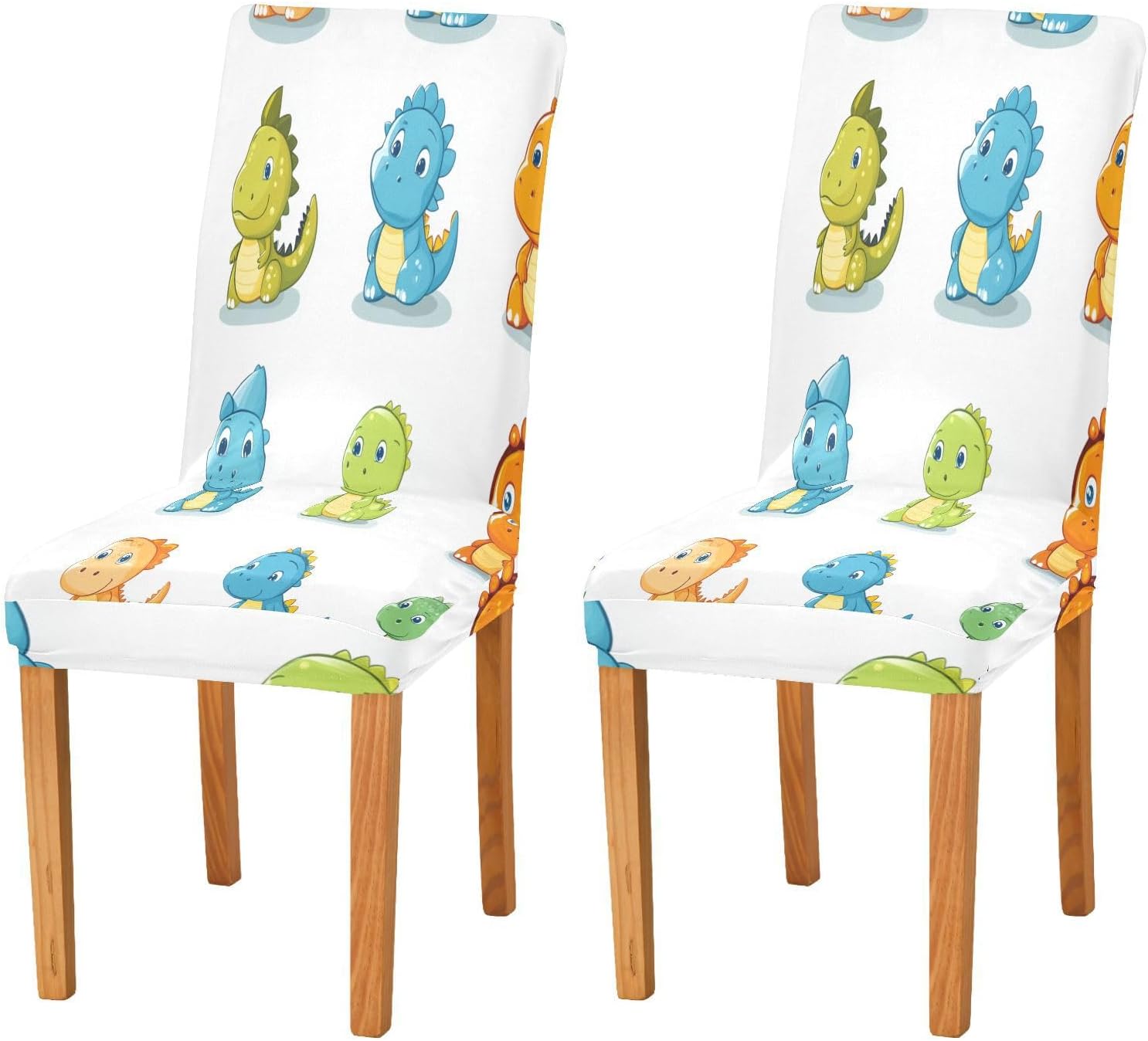 ALAZA Chair Covers for Dining Room, Cute Funny Dinosaurs Stretch Chair Cover Sets Chair Protector Removable Washable for Ktichen Restaurant Hotel