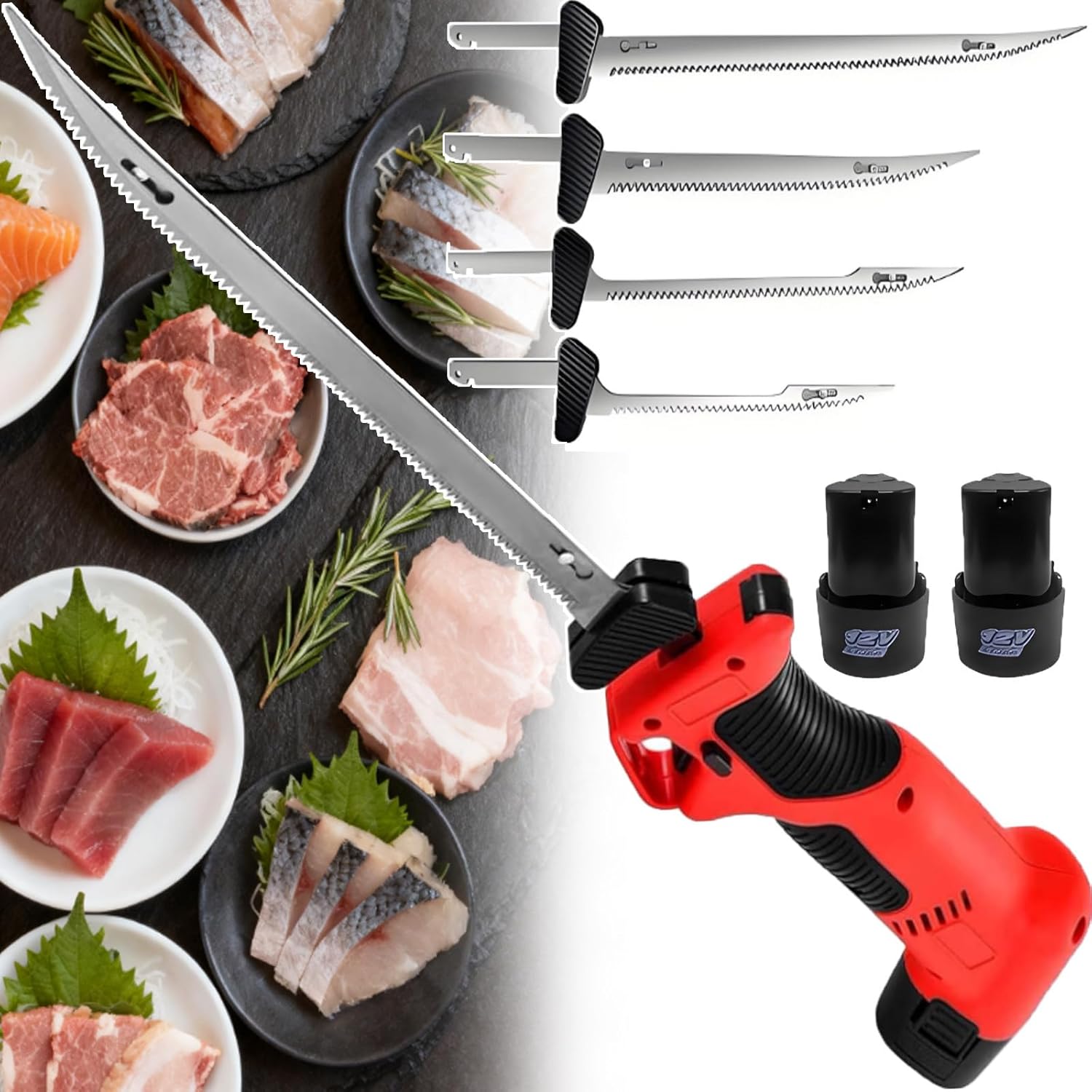 Ultimate Electric Fillet Knife & Meat Cutter - 2026 Model Cordless Reciprocating Fish Filet Knife with 4 Pro Blades, 2-Hour Runtime, Safety Lock for Anglers, Chefs & Outdoor Use