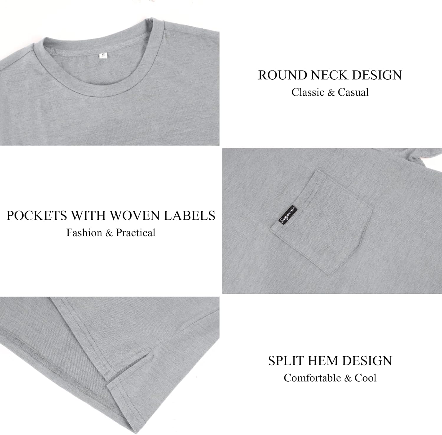 Opomelo Men's Oversized T-Shirts Fashion Casual Short Sleeve Tshirt Workout Oversize Pullover Solid Pocket Tee - Image 5