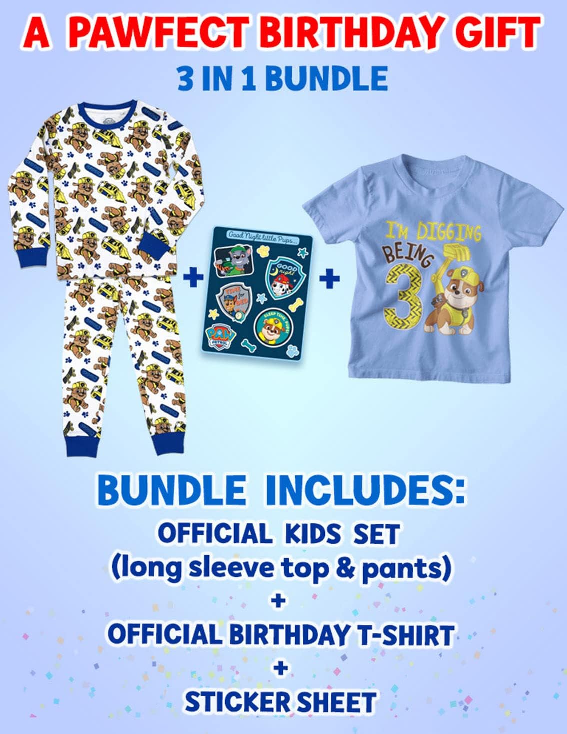 Tstars Paw Patrol Rubble 2nd Birthday Outfit - Cute Shirt and Pants Set, Fun Gift for Toddler Boys
