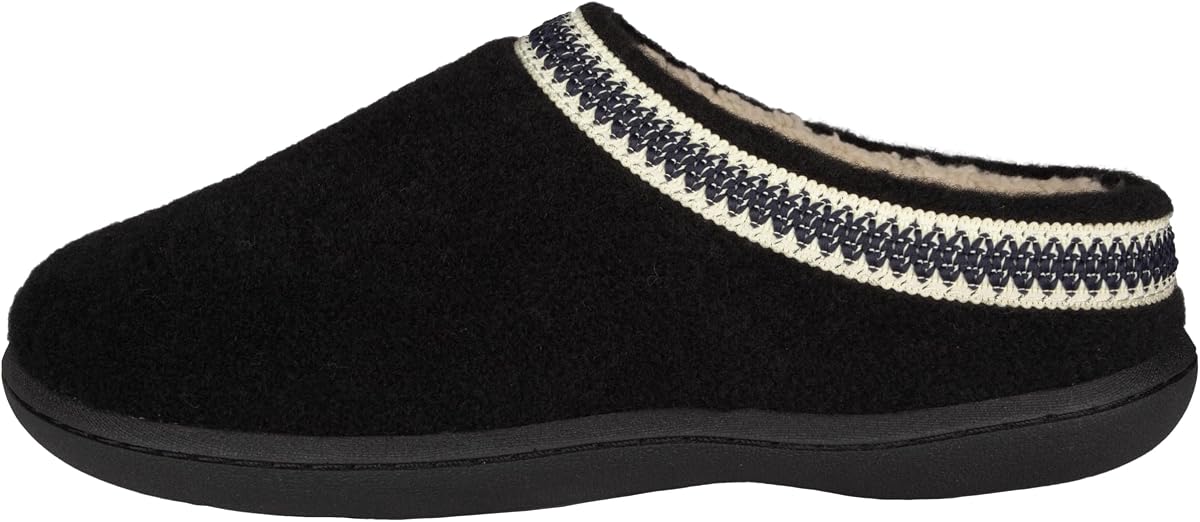 Clarks Pantuflas tipo zueco de fieltro de lana para mujer JMH1319T - Cálido y acogedor forro de piel sintética de felpa - Pantuflas de interior y exterior para mujer