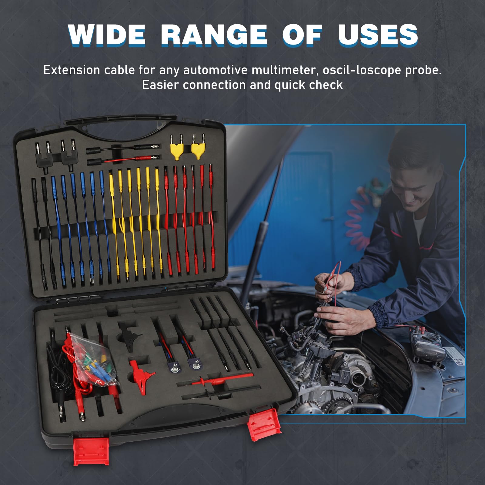 110PCS Automotive Test Lead Kit, AES Wave Multimeter Lead Kit with Back Probes, Piercing Clips & Alligator Clips, Multi-Function Diagnostic Tools for Cars, Trucks & EVs, with Carrying Case — Amazon image 7
